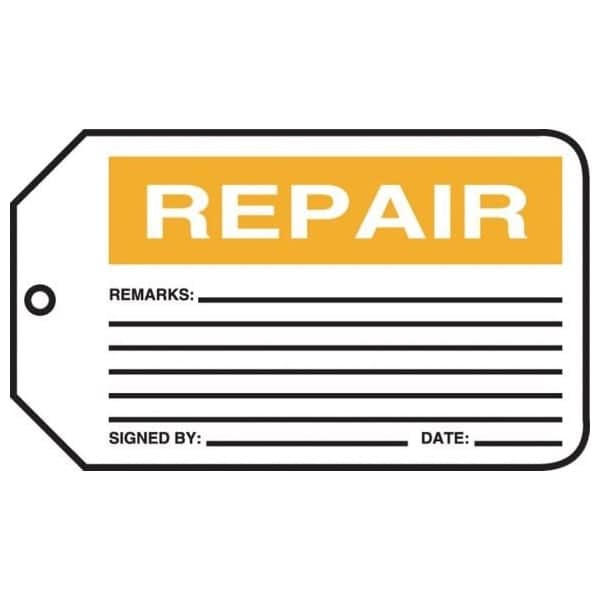 Accuform Safety Tags, REPAIR, 5.75in x 3.25in, RP-Plastic, 25PK MMT315PTP - main